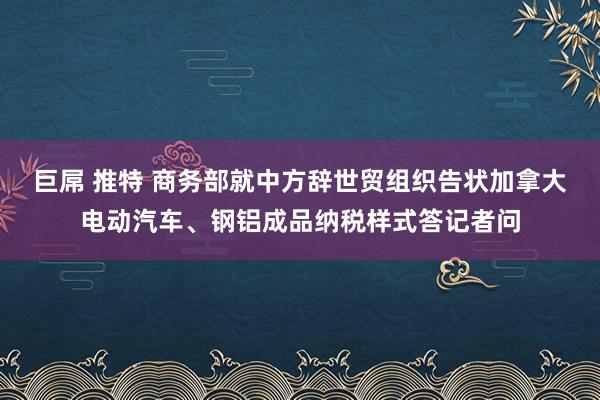 巨屌 推特 商务部就中方辞世贸组织告状加拿大电动汽车、钢铝成品纳税样式答记者问