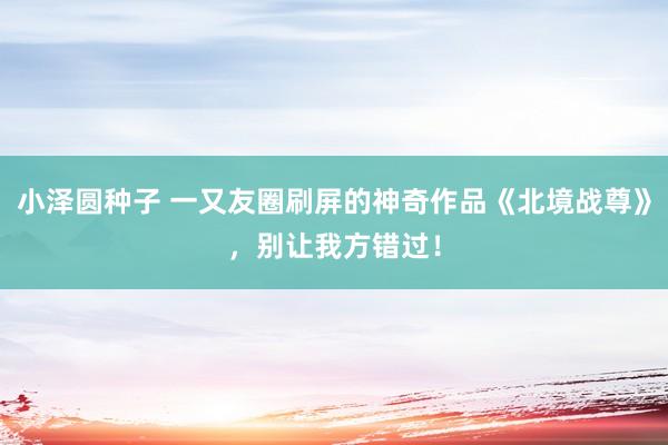 小泽圆种子 一又友圈刷屏的神奇作品《北境战尊》，别让我方错过！