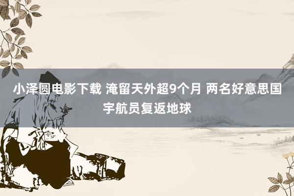 小泽圆电影下载 淹留天外超9个月 两名好意思国宇航员复返地球