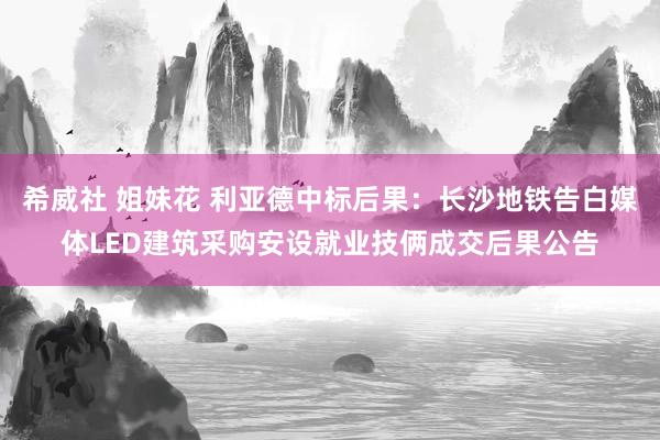 希威社 姐妹花 利亚德中标后果：长沙地铁告白媒体LED建筑采购安设就业技俩成交后果公告