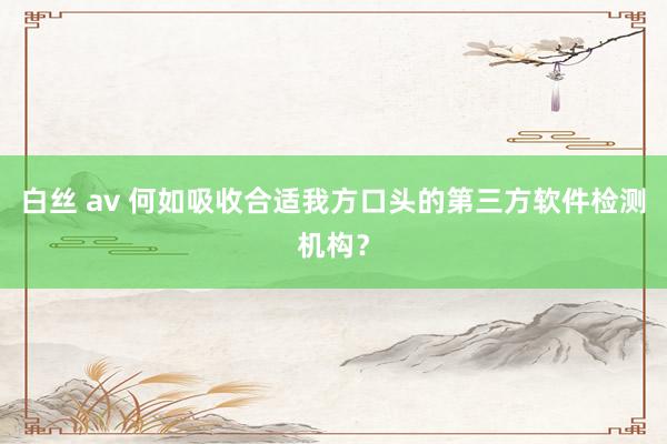 白丝 av 何如吸收合适我方口头的第三方软件检测机构？