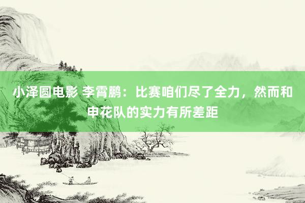 小泽圆电影 李霄鹏：比赛咱们尽了全力，然而和申花队的实力有所差距