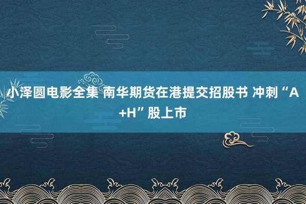 小泽圆电影全集 南华期货在港提交招股书 冲刺“A+H”股上市